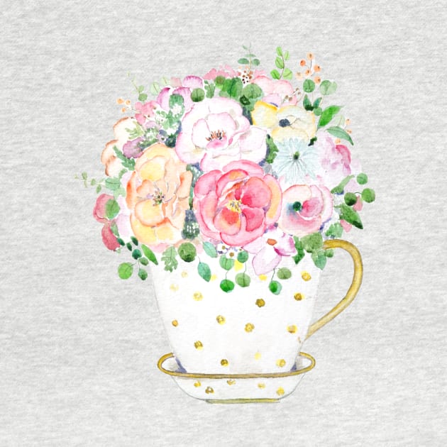Flowers in a cup watercolor by colorandcolor